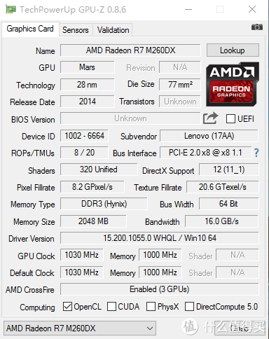 ThinkPad E555 笔记本电脑的gpu测试