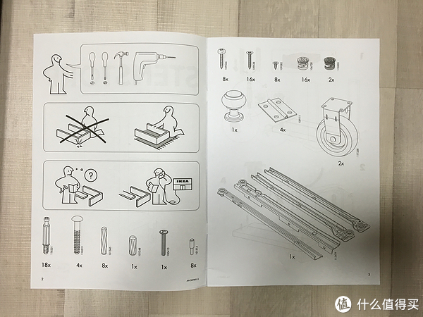 翻开说明书,第一页肯定是介绍配件情况(与乐高一样),所以我觉得ikea是