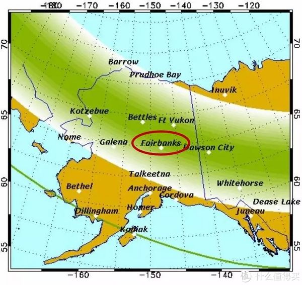 位于极光带中心的费尔班克斯