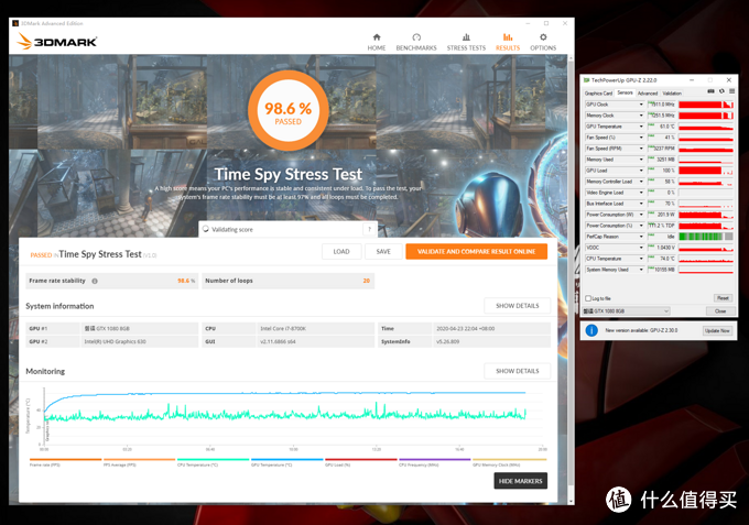 3dmark timespy 20轮循环稳定性测试通过率:98.