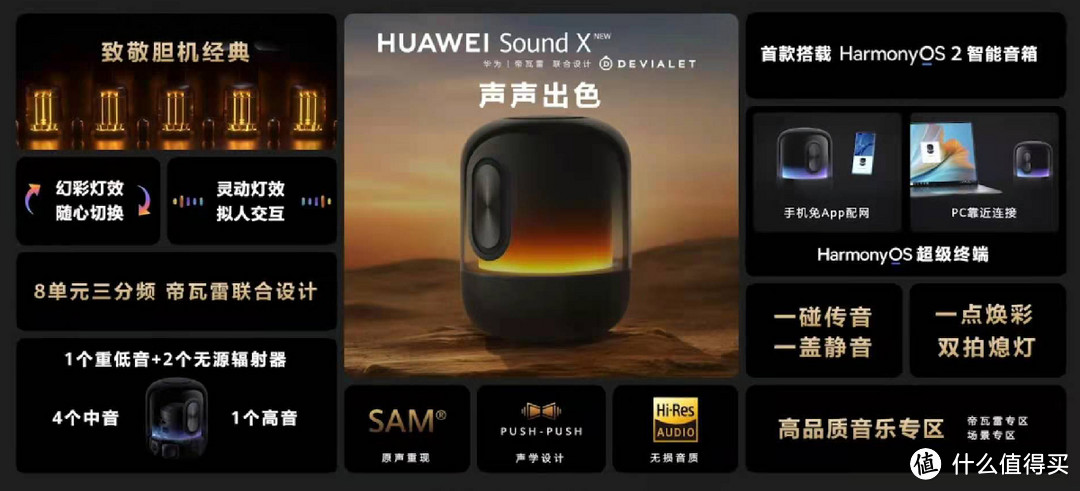 华为soundxnew智能音箱发布致敬胆机经典设计8单元三分频