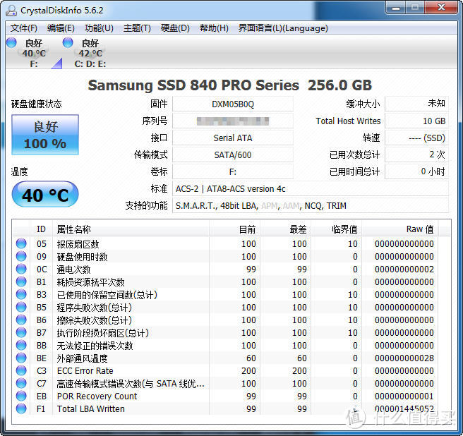 装B失败 SAMSUNG 三星 840Pro系列 256G 2.5英寸 SATA-3固态硬盘 测试