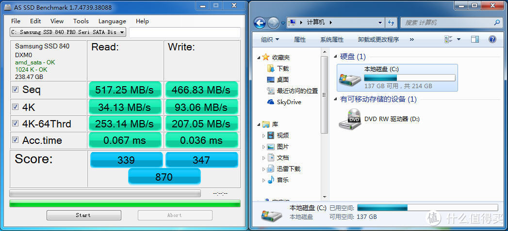 装B失败 SAMSUNG 三星 840Pro系列 256G 2.5英寸 SATA-3固态硬盘 测试