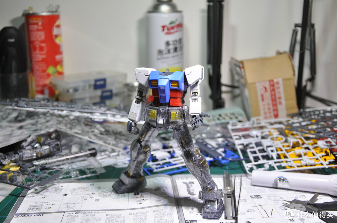 万代高达MG 1/100 RX-78-2 GUNDAM 3.0 开箱到素组完成 170P杀内存 红有三客串