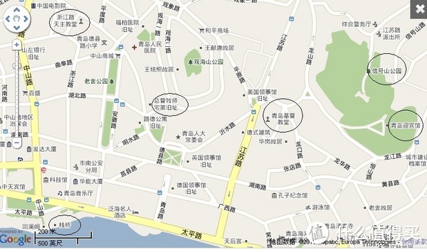 市南区部分建筑景点地图