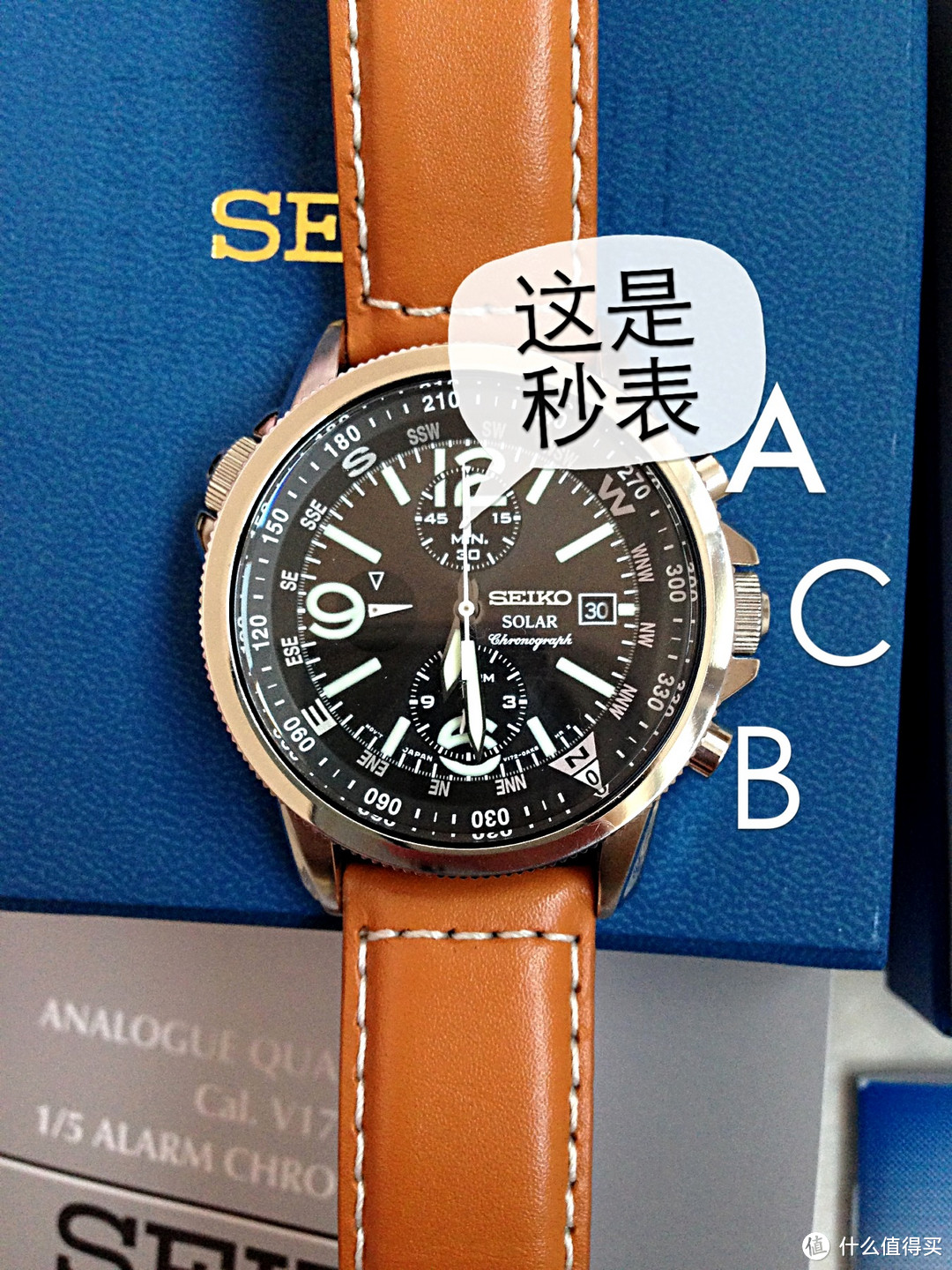 你是不是也看错了秒针？？SEIKO 精工 SSC081 男款 光动能腕表