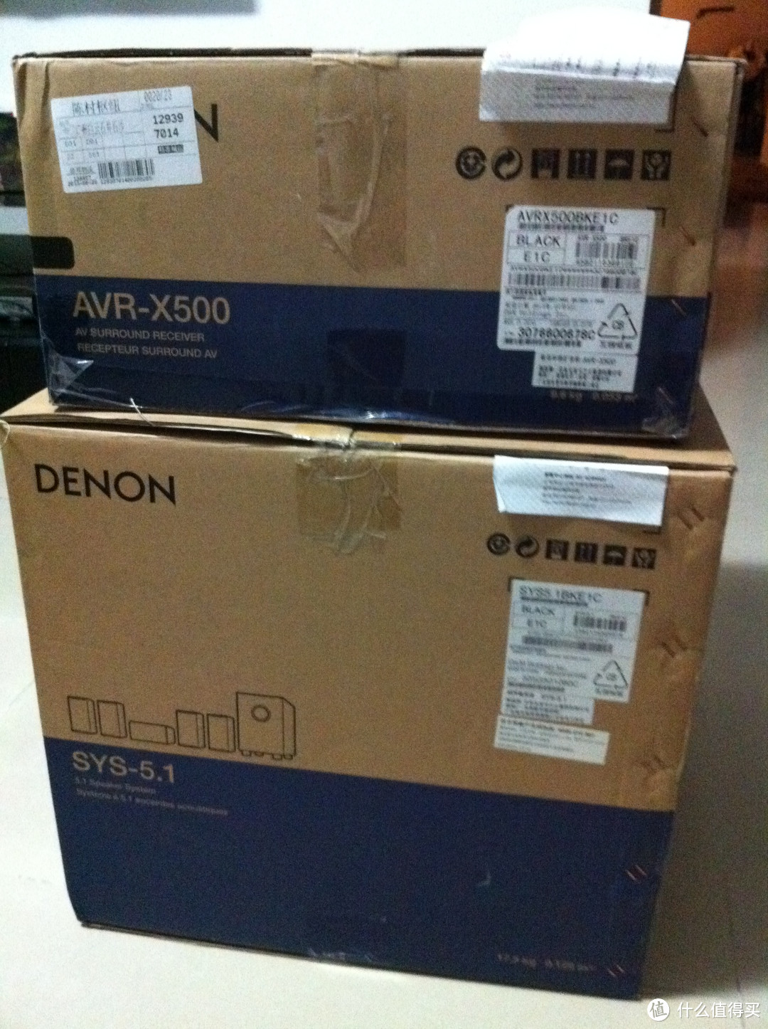 实体店购入 DENON 天龙 AVR-X500 5.1 高清音频 AV功放 +天龙 SYS-5.1  音箱 