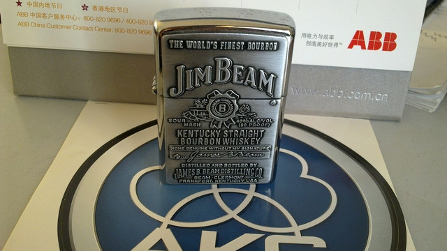 海淘zippo 银占边酒标 jim beam pewter emblem 打火机,吸烟屌丝的新
