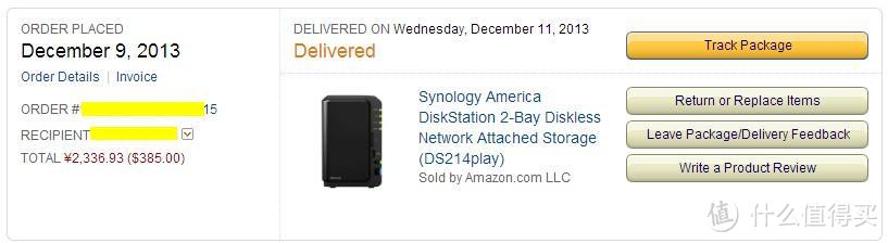 海淘 Synology群晖 DS214play NAS存储服务器