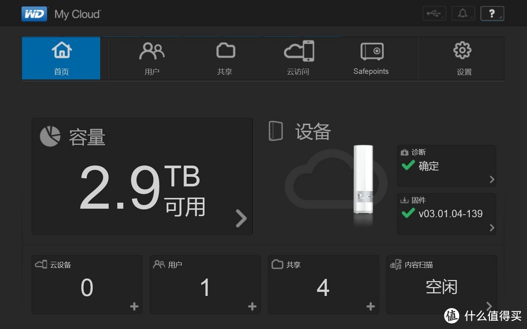 WD 西部数据 My Cloud 3.5英寸家庭网络硬盘 3TB（USB3.0、移动APP、红盘）