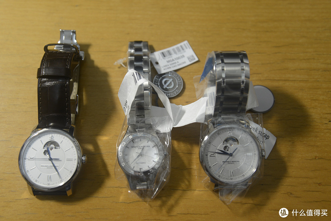 人肉带回的 Baume&Mercier 名士 MOA08688 男士自动机械腕表，顺便晒晒送给岳父岳母的 MOA08833、MOA10035