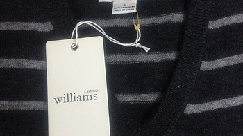 冬季恋歌——Williams 威廉姆斯 100%Cashmere 男士V领羊绒毛衣