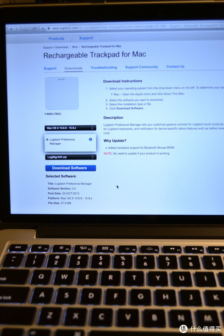Logitech 罗技 Mac版 无线可充电触控板 T651