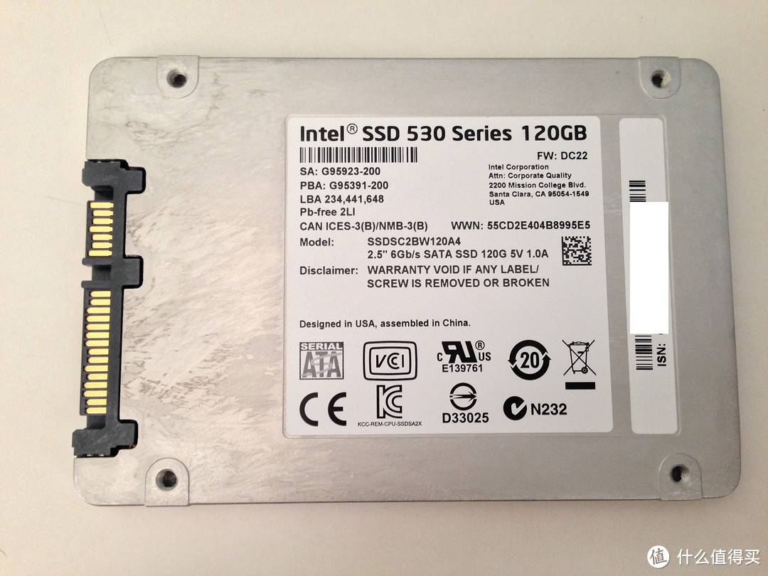 intel 英特尔 530系列 SSDSC2BW120A401 120G SSD固态硬盘