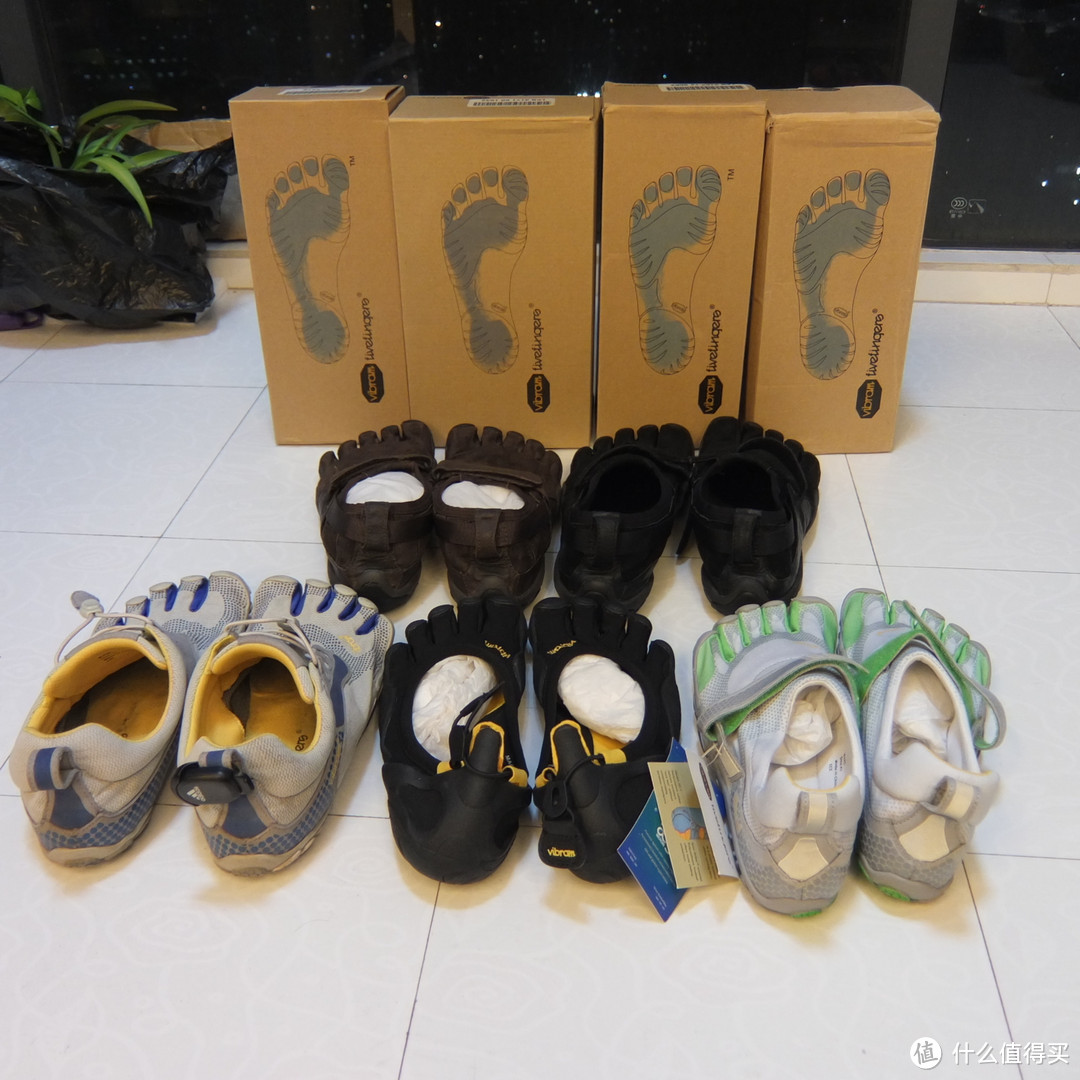 晒几双 Vibram Fivefingers 五趾鞋：Bikila LS、KSO Trek、Classic