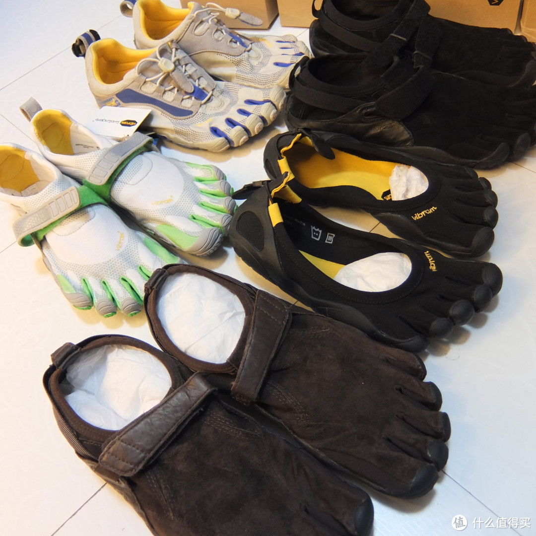 晒几双 Vibram Fivefingers 五趾鞋：Bikila LS、KSO Trek、Classic