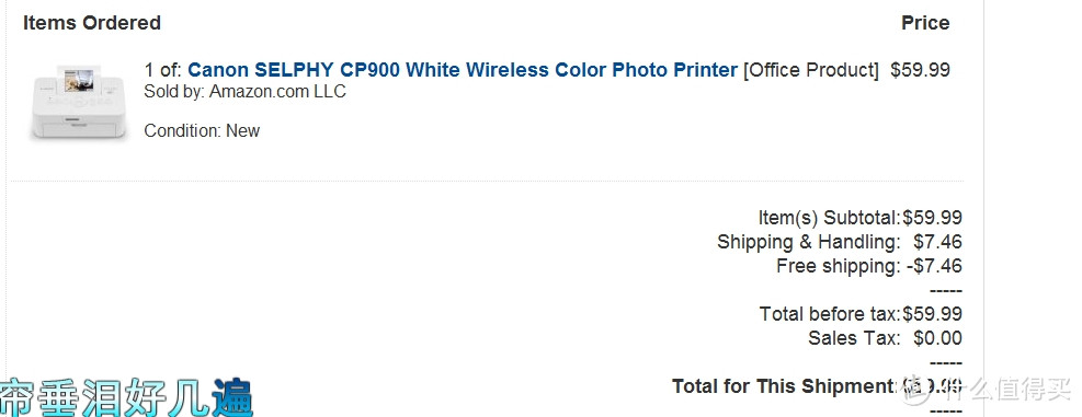 Canon 佳能 SELPHY CP900 无线彩色照片打印机