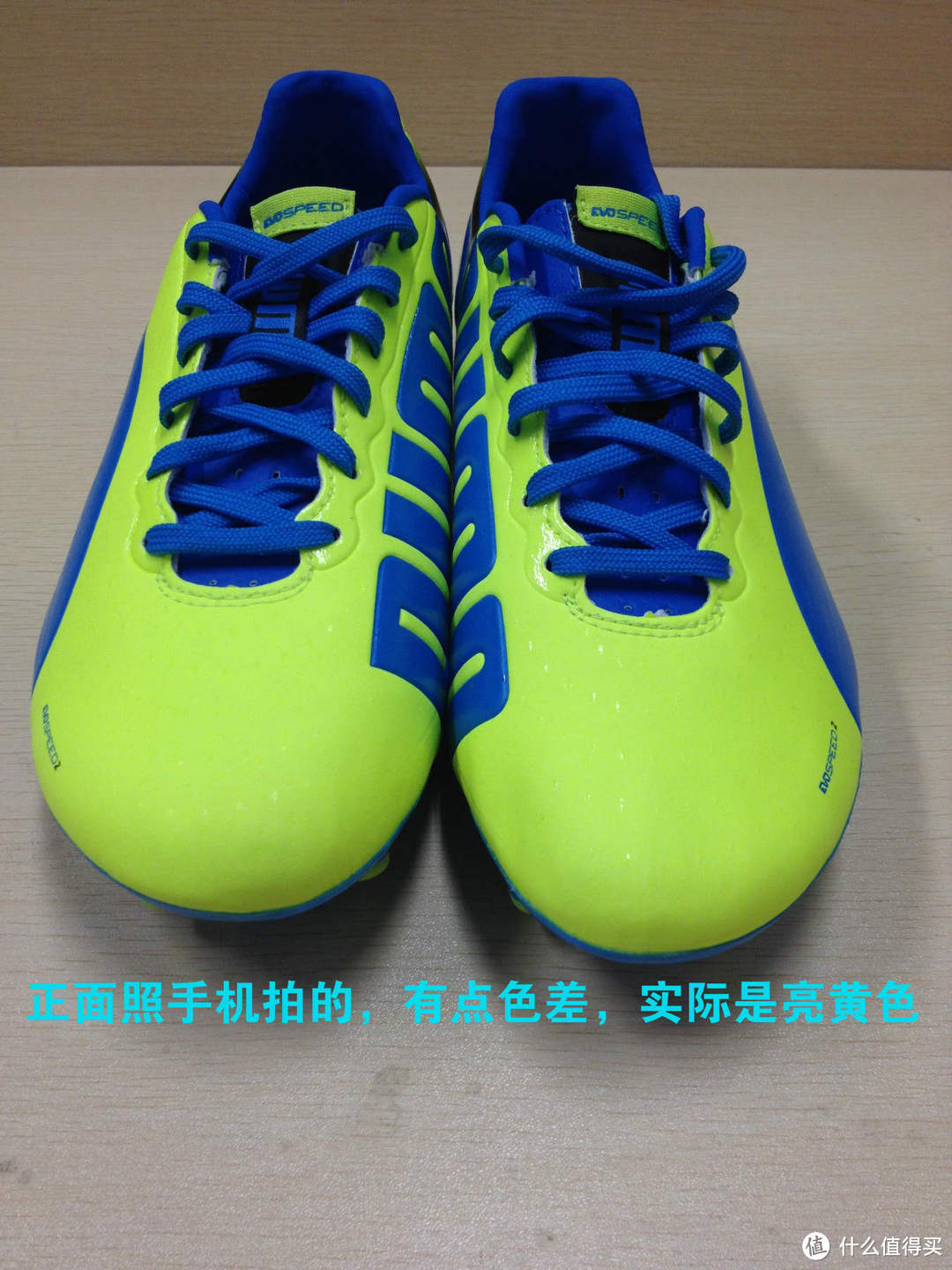 坐飞机过来的一只猫：海淘洋白菜puma 彪马 Evospeed 2.2 FG 足球鞋 蓝黄配色