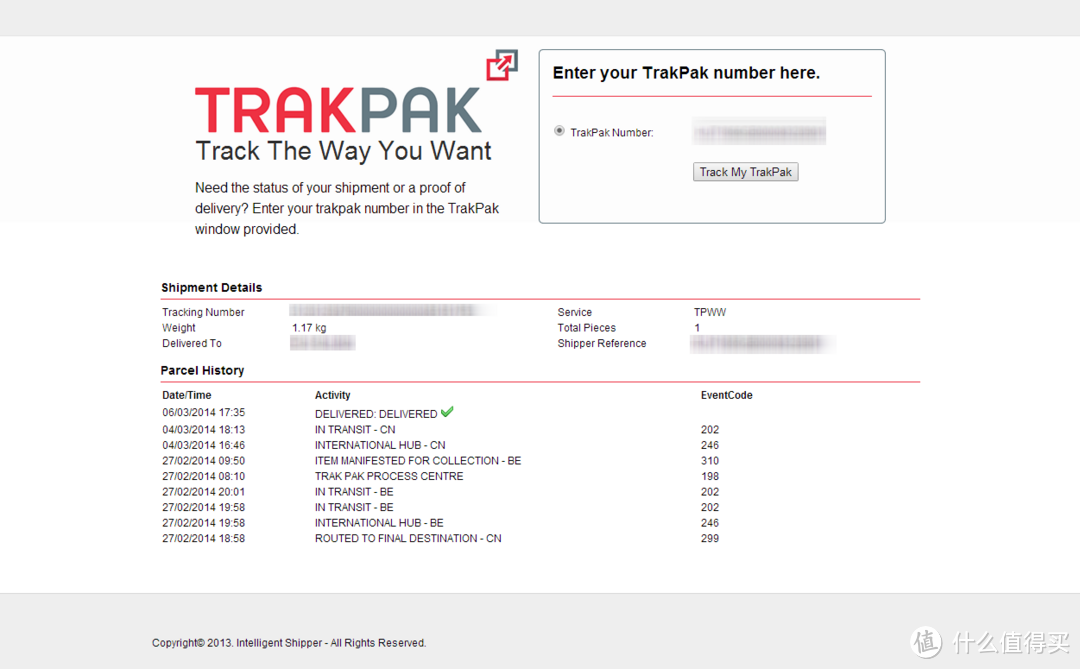 trakpak number