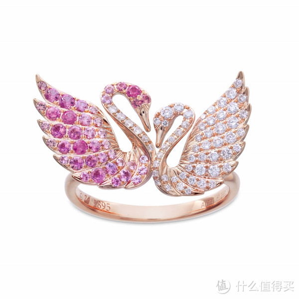 18K玫瑰金粉紅蓝宝石钻石戒指，RMB 15,000