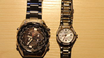 CASIO 卡西欧 Edifice系列 EQS500DB-1A1 男士腕表+ Citizen 西铁城 EW0894-57D 女士光动能镶钻腕表