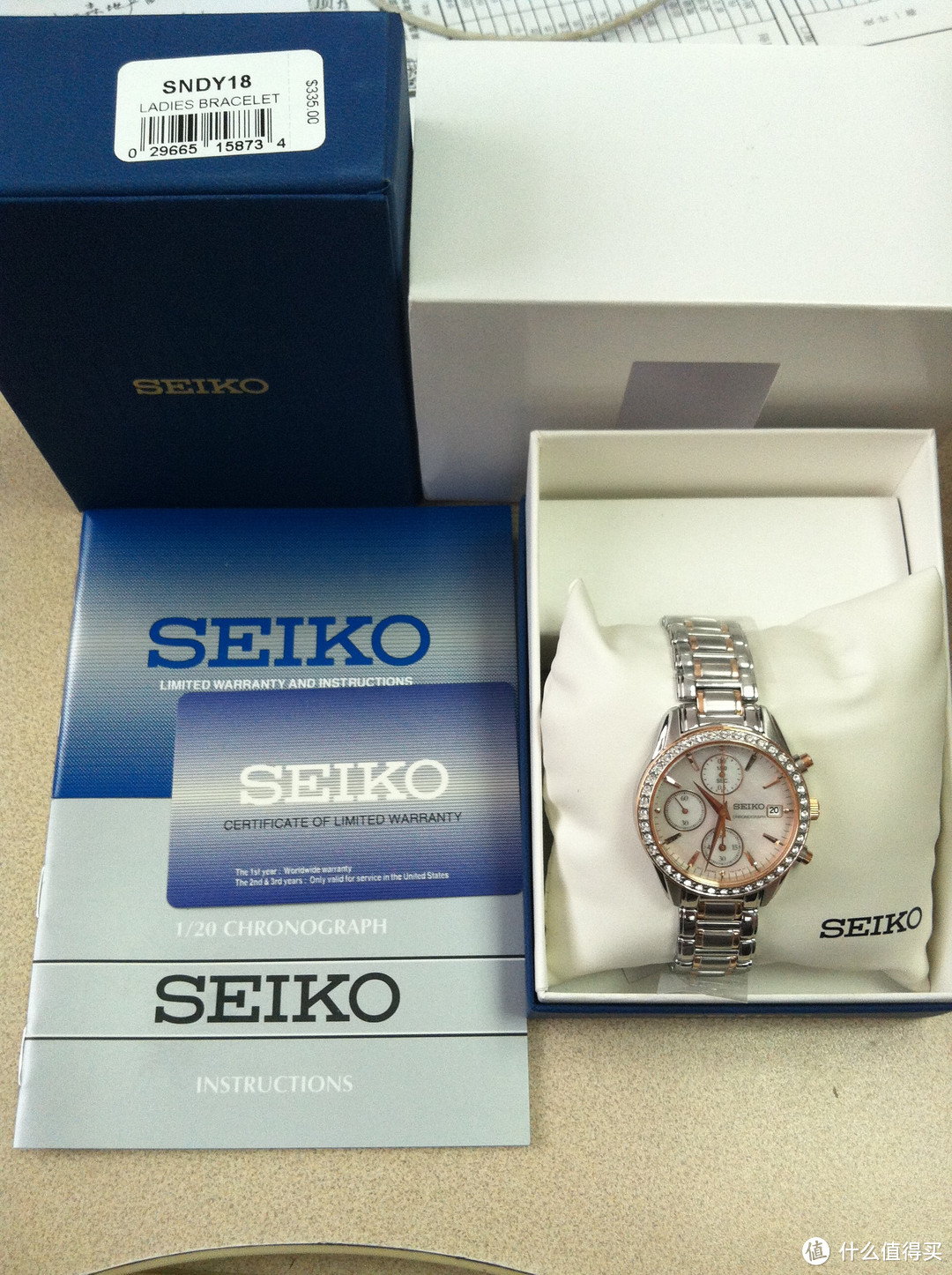 表表心意：SEIKO 精工 SNDY18 多功能三眼玫瑰金女士腕表