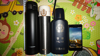 2014新款ZOJIRUSHI 象印轻量保温杯SM-SA60+THERMOS 膳魔师保温杯JNI-400 与警用保温杯对比