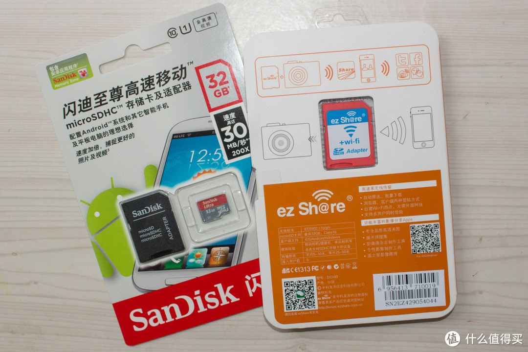 让单反也WiFi：ezShare 易享派 WiFi无线卡托+SanDisk 闪迪 至尊高速 32G TF卡