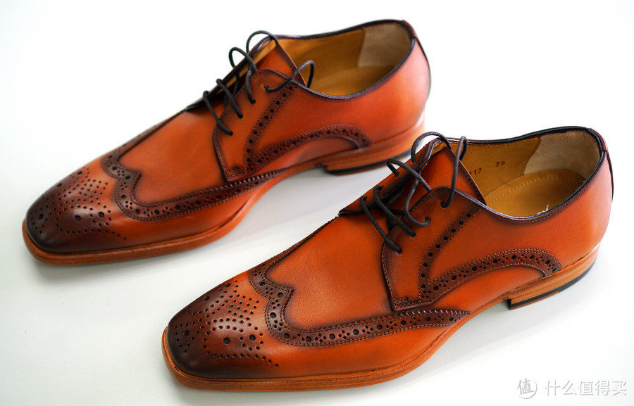 漂洋过海：意大利产 antonio maurizi cap toe 男款手工雕花系带皮鞋