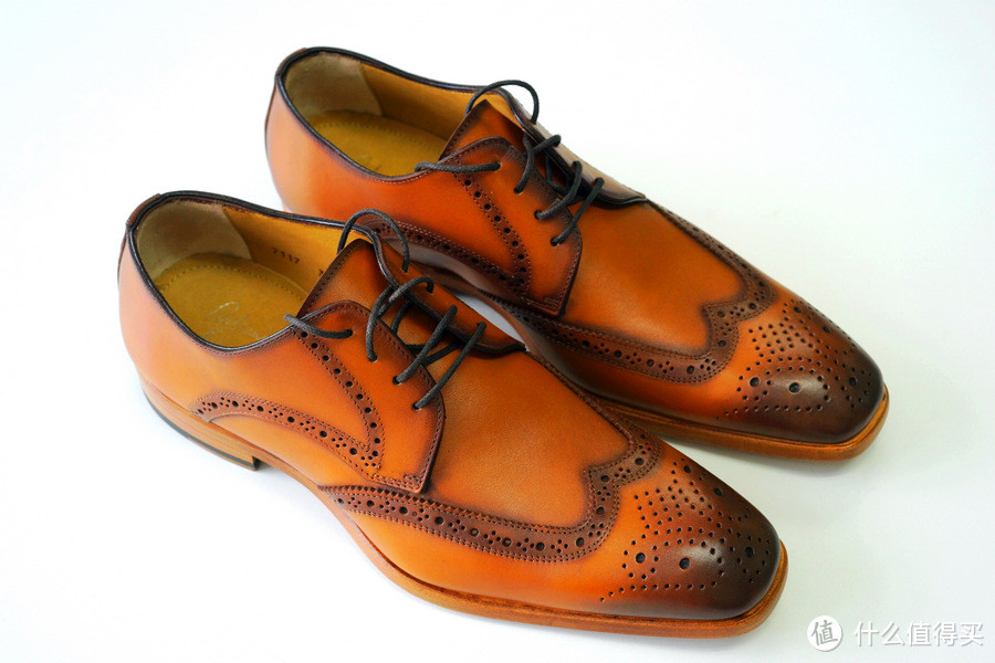 漂洋过海：意大利产 antonio maurizi cap toe 男款手工雕花系带皮鞋