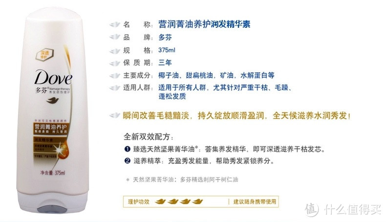 Dove 多芬 养护洗发乳50ml+护发素50ml  试用报告