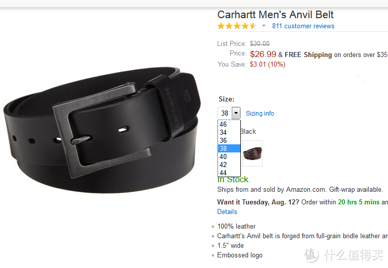 Carhartt Anvil Belt 男款皮带，重点说尺寸