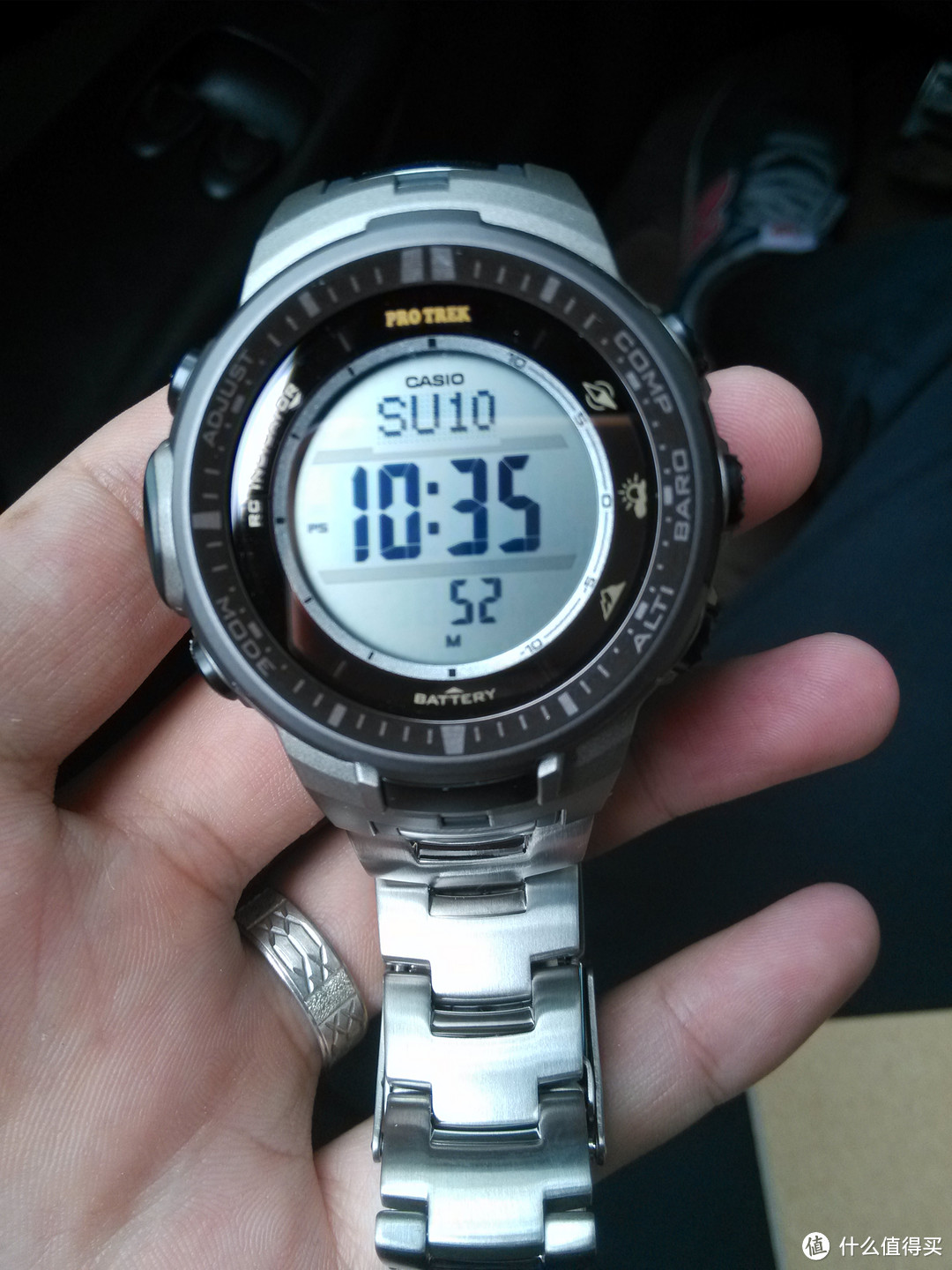 CASIO 卡西欧 钛合金钢带 登山系列 男士 电波手表 PRW-3000T-7DR