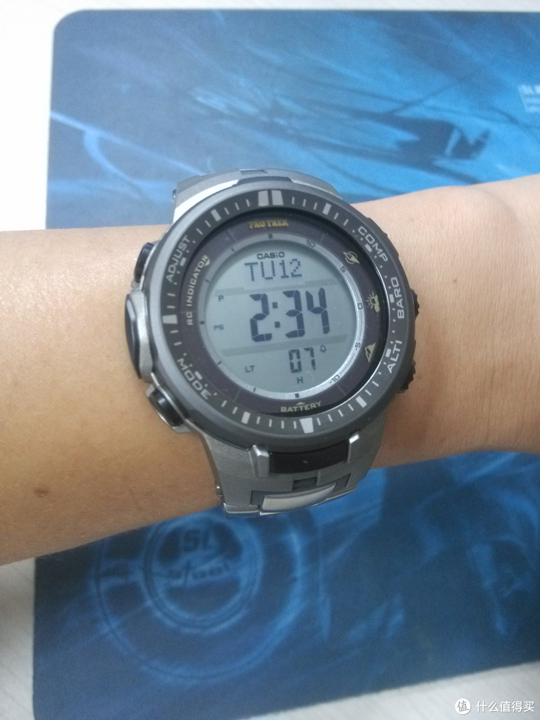 CASIO 卡西欧 钛合金钢带 登山系列 男士 电波手表 PRW-3000T-7DR