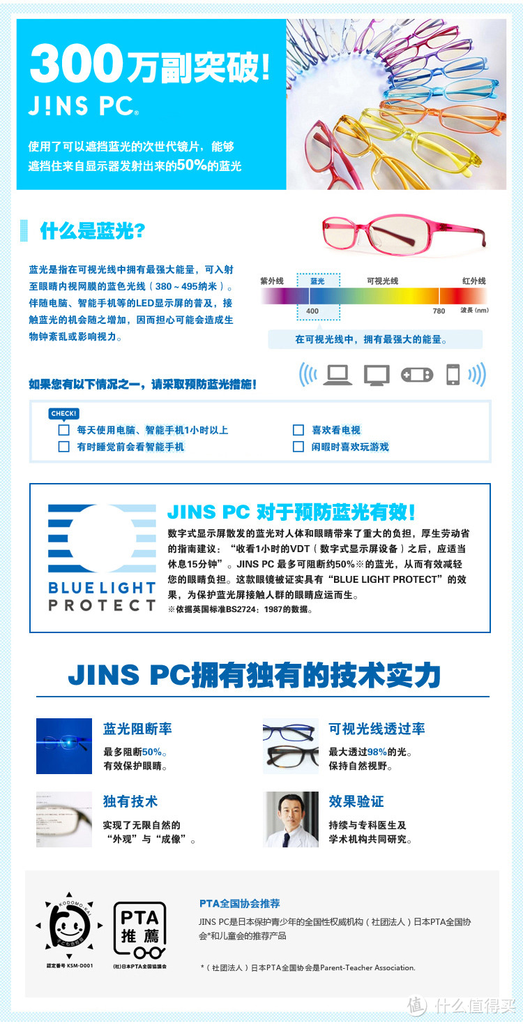 【高能真人秀】日本JINS 睛姿 男士防辐射电脑护目镜 PC-12A-103
