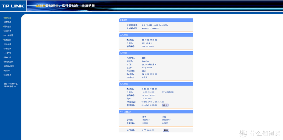 TP-LINK TL-WR880N 450M无线路由器