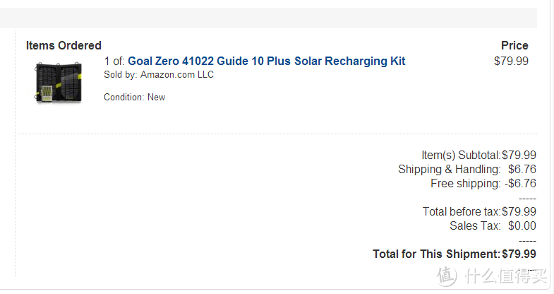 另类产品：Goal Zero 41022 Guide 10 Plus Solar Recharging Kit 太阳能充电器