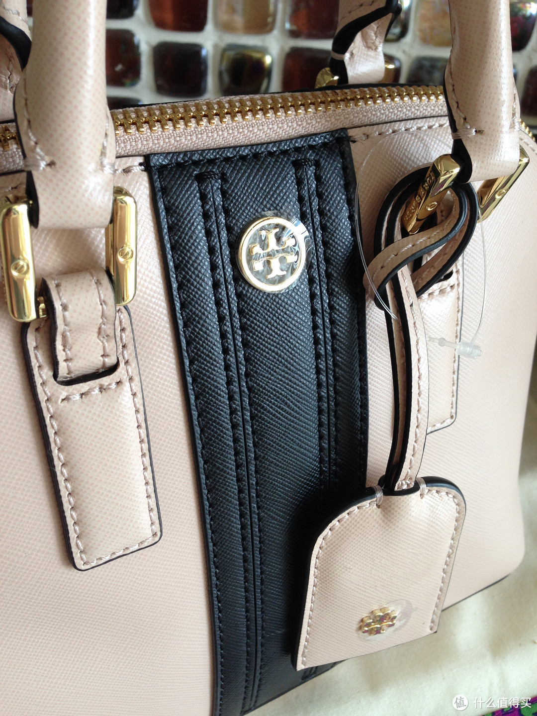 TORY BURCH 官网购入 robinson STRIPED MINI DOME SATCHEL 贝壳包