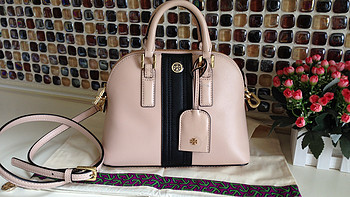 TORY BURCH 官网购入 robinson STRIPED MINI DOME SATCHEL 贝壳包