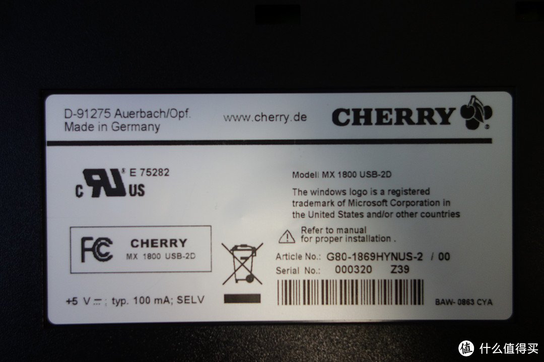 经典二色 极致不凡：CHERRY 樱桃 G80-1869 机械键盘