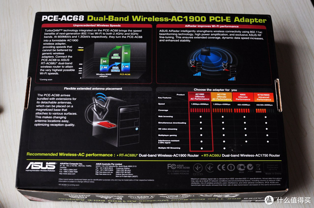 拔掉台式机的网线：ASUS 华硕 PCE-AC68 AC190 0千兆无线网卡入手