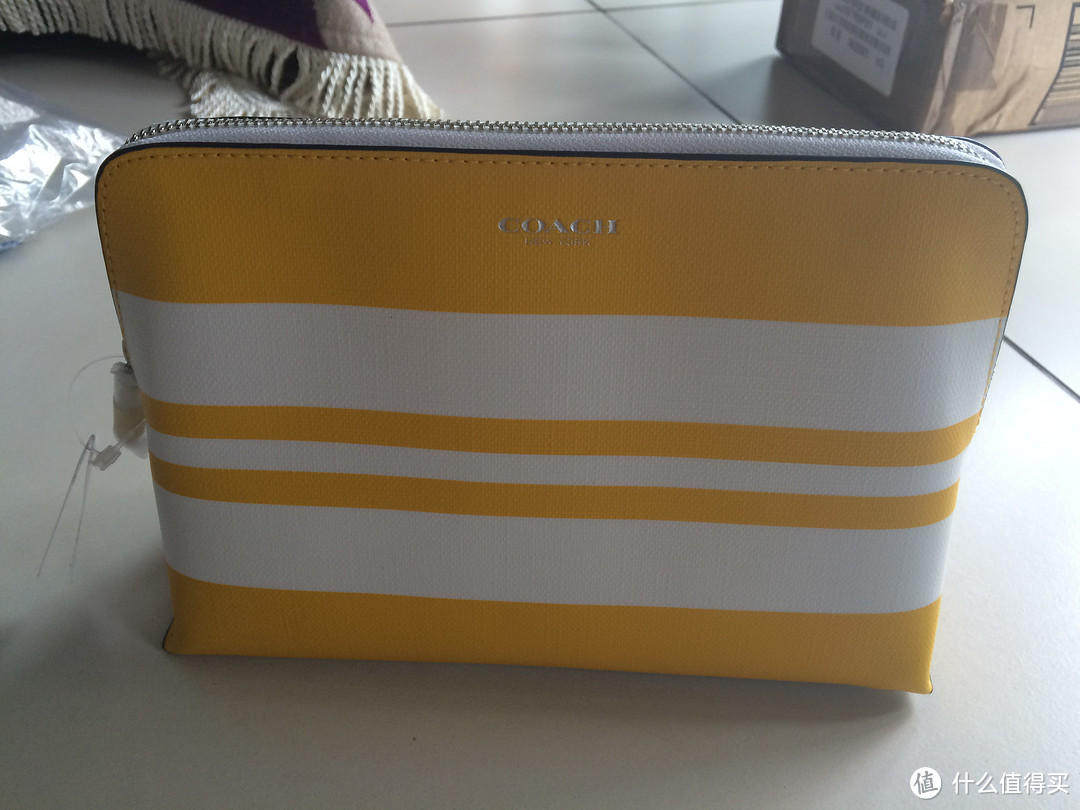 老公送礼物，永远只能说GOOD：COACH 蔻驰 Bleecker Striped Coated Canvas Cosmetic 零钱包