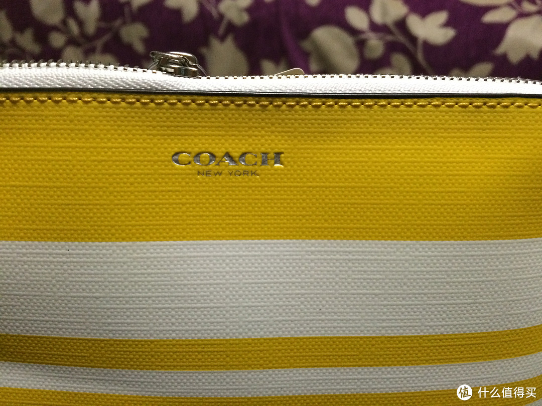 老公送礼物，永远只能说GOOD：COACH 蔻驰 Bleecker Striped Coated Canvas Cosmetic 零钱包