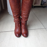 FRYE 弗莱 Lucinda Scrunch Cognac Antique Soft Full Grain 15英寸女士套筒长靴