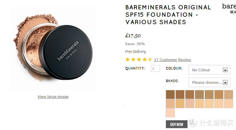 lookfantastic海淘 BARE MINERALS ORIGINAL SPF15 FOUNDATION 矿物质粉底