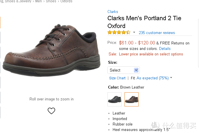 Clarks 其乐 Portland 2 Tie Oxford 男款皮鞋