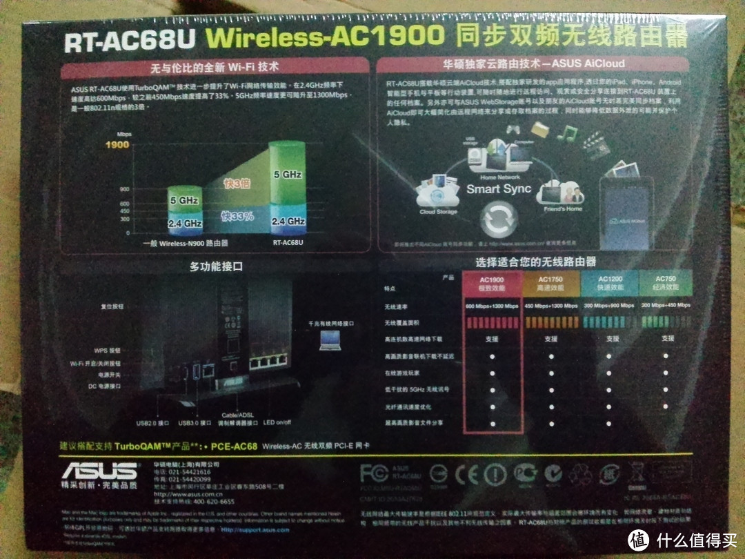 换上壕 Asus 华硕 RT-AC68U 1900M 双频无线路由器，网部管理很强大