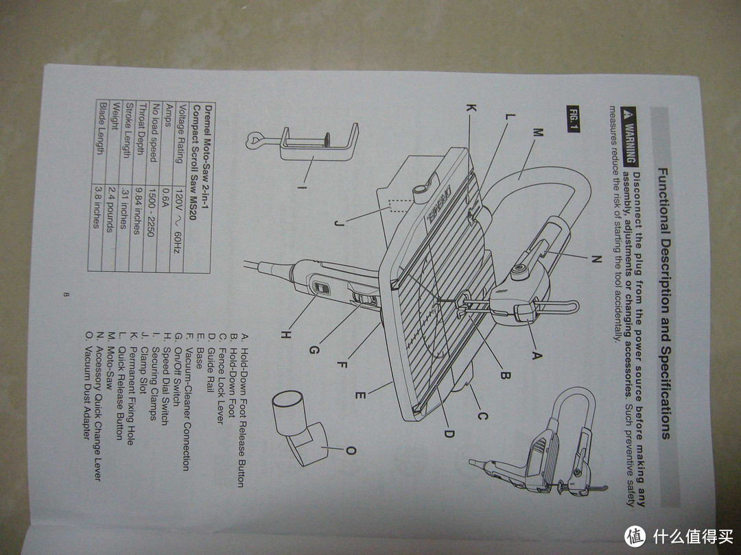 琢美 Dremel MS20-01 Moto-Saw Variable Speed Compact Scroll Saw Kit金属，塑料和木头台锯