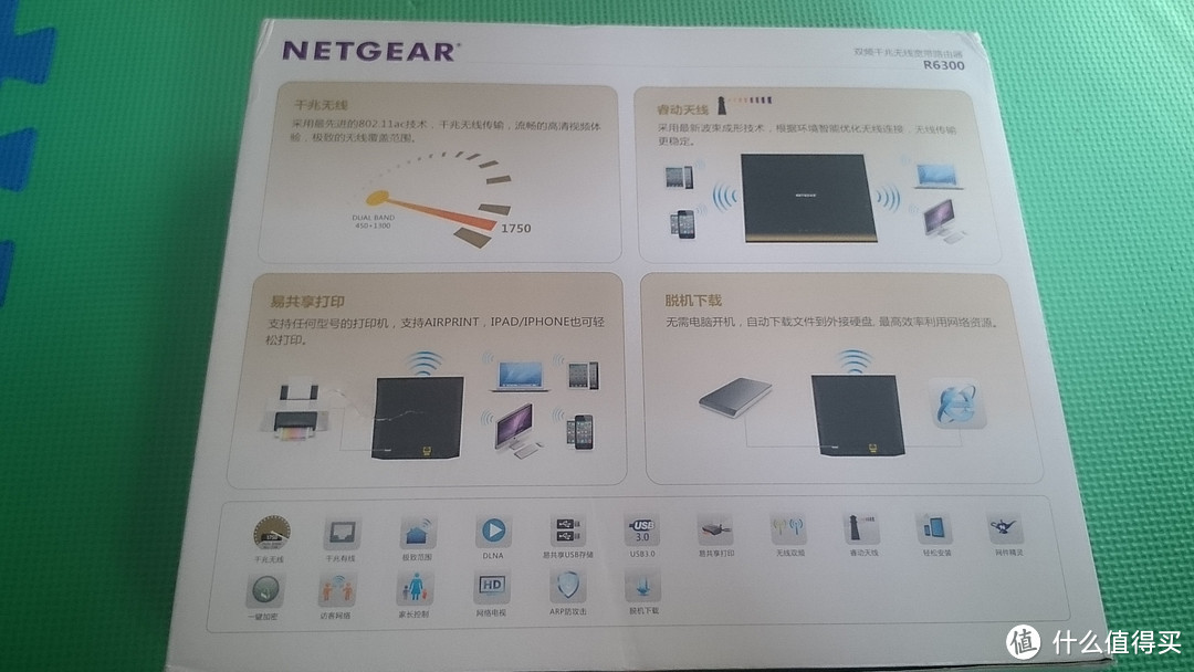 NETGEAR 美国网件 R6300v2 1750M 双频千兆 802.11ac无线路由器