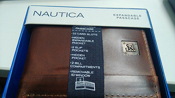 毛爷爷不露头：Nautica 诺帝卡 Passcase 棕色男款钱包